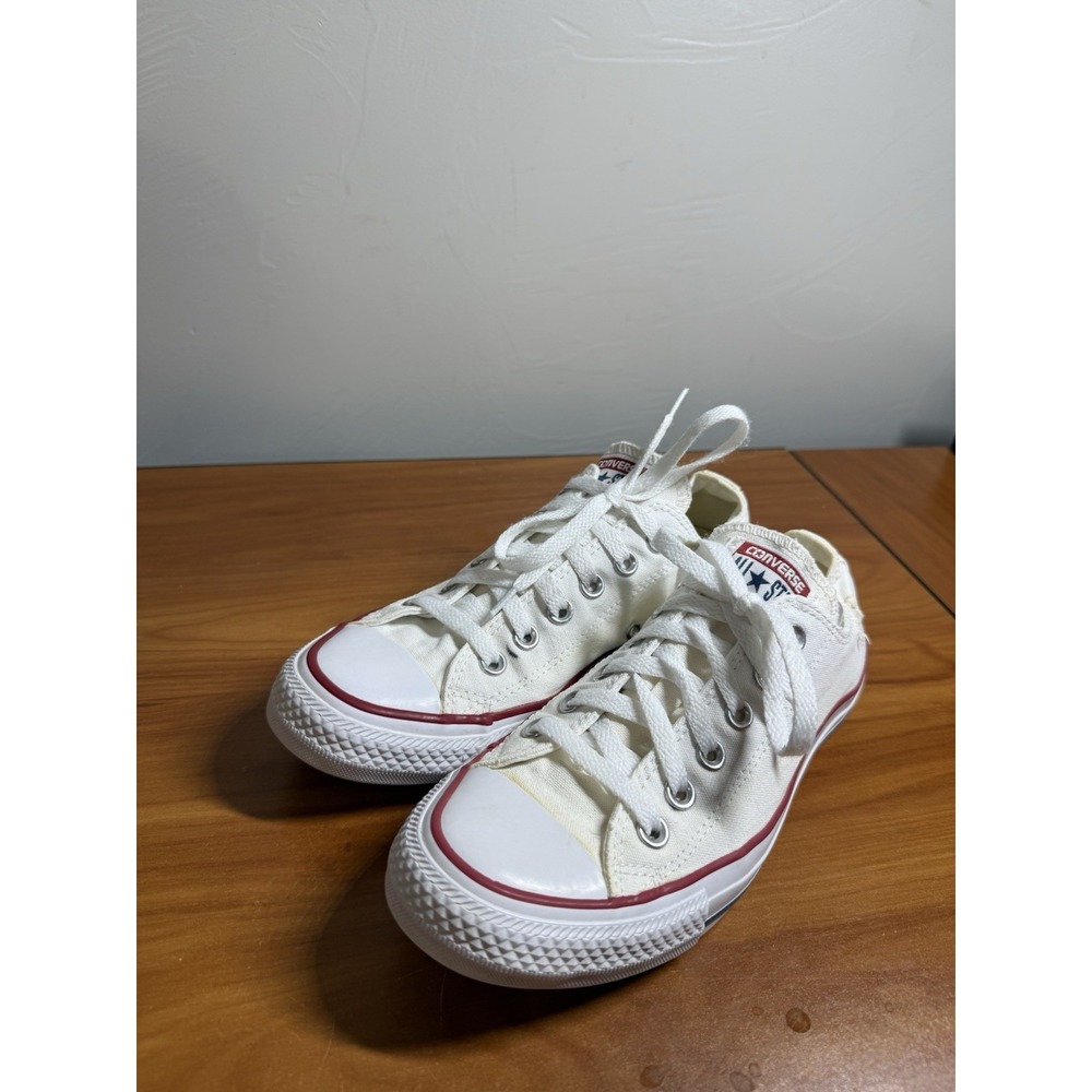 Converse Chuck Taylor All Star Low All White Lace Up Sneaker Canvas W7 READ